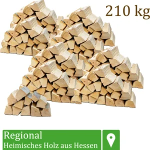 Flameup Brennholz Buche, 210 kg, 25 cm, für Ofen, Kamin, Feuerschale & Grill, luftkammergetrocknet, <18% Restfeuchte, regional aus Hessen, sofort brennbar