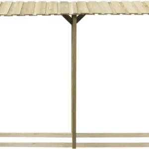 vidaXL Feuerholz-Lagerschuppen, Kiefernholz imprägniert, grün, 300x44x176 cm, verrottungsfest, schräges Dach, optimale Belüftung und Trocknung